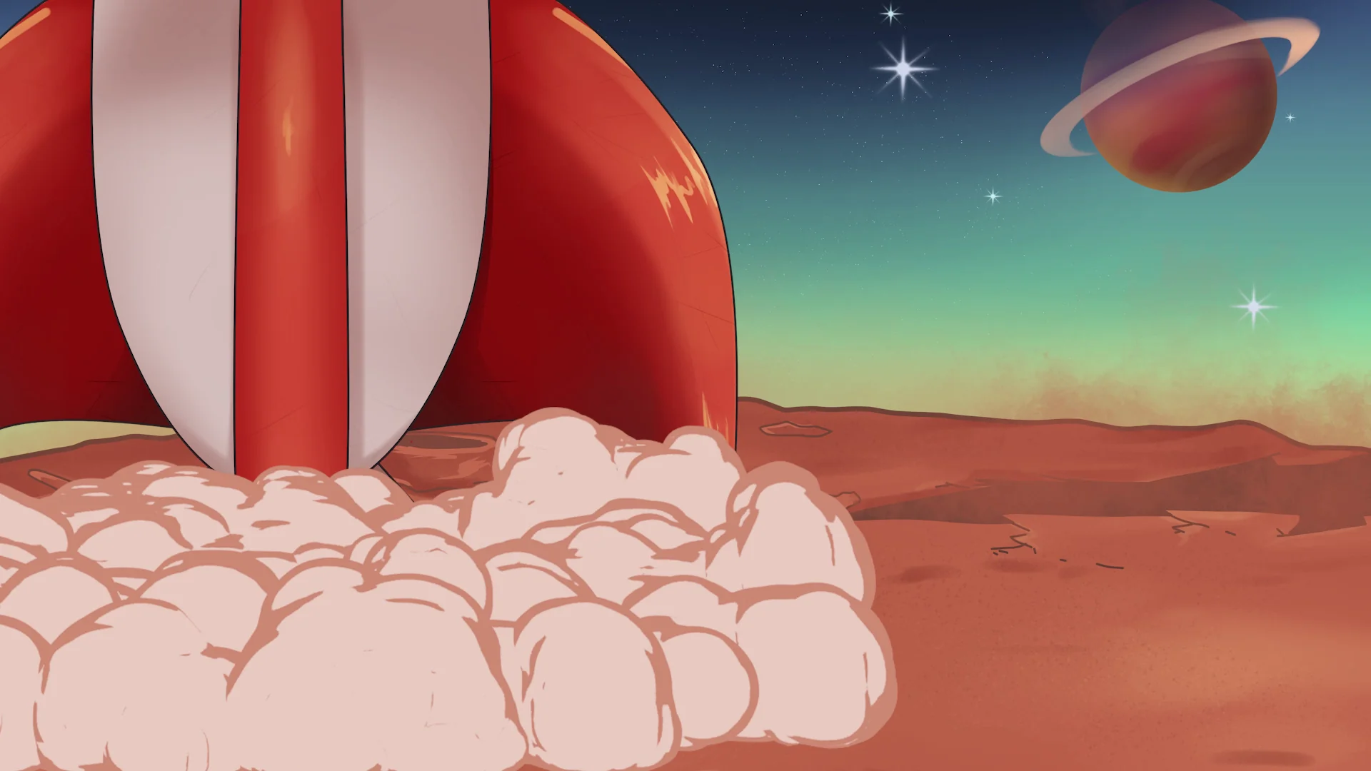 2D Animation & Illustration | 3D stylized render by Sirius Animation Studios 2D animated rocket landing on Mars
